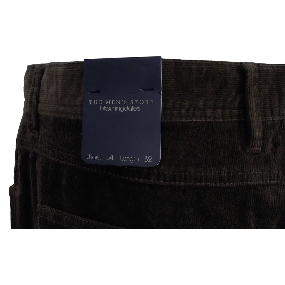 The Mens Store Bloomingdales Corduroy Tailored Fit Pants Brown 34W x 32L Classic